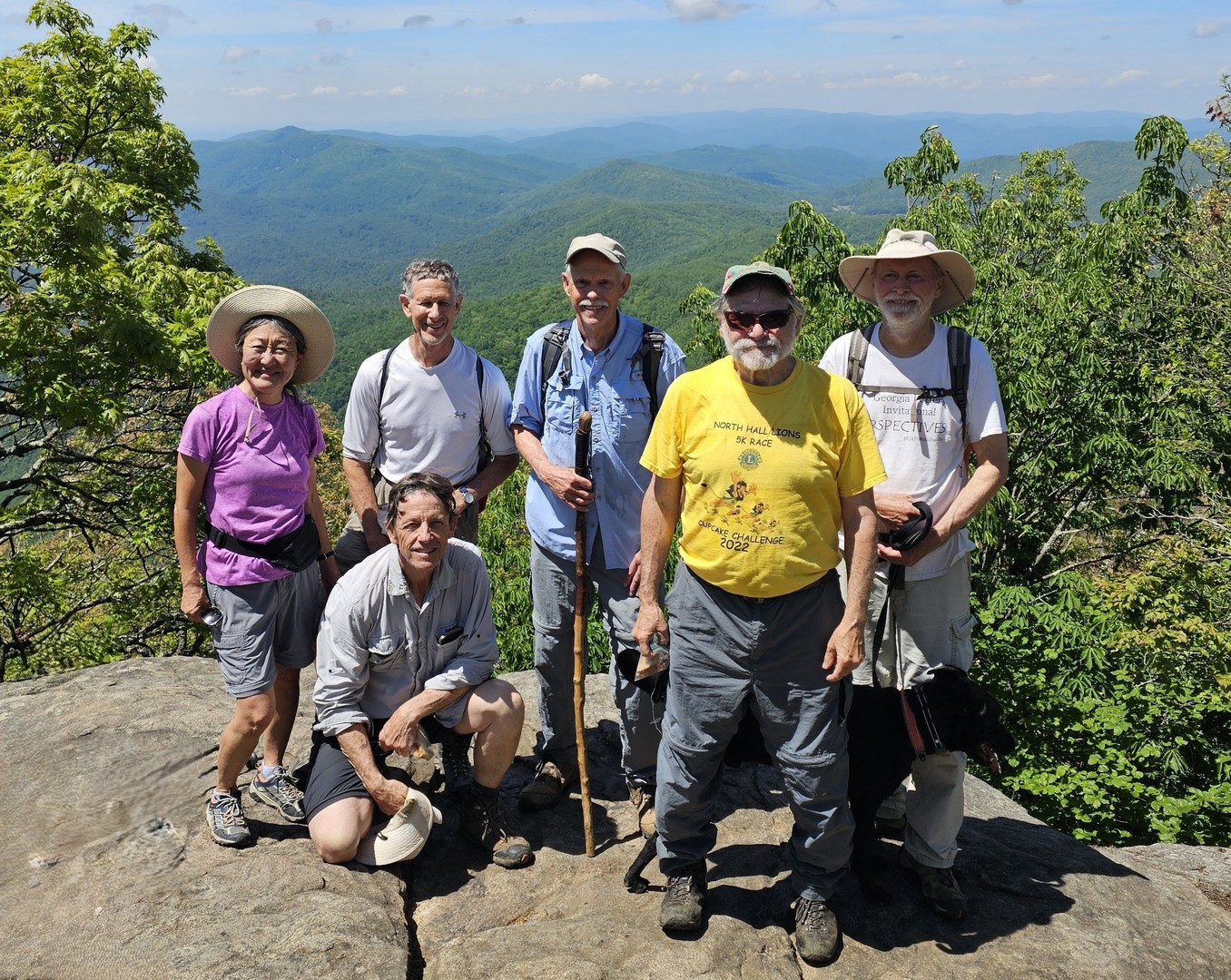 Today's hikers (L-R) Back: Linda, Jeff, Mike & Matt w/Toby; Front: Gregg & Jack