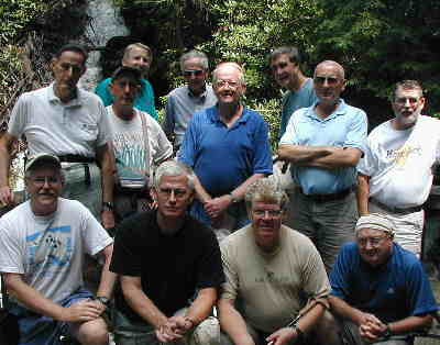 Our group on a viewing platform at Dukes Creek. (l-r) Tony Presley, Bob Thompson, Wayne Miller, John Bellamy, Jack Slaton, David Whitaker, Bob Presley, Steve Jordan, Dan Ross,Jack Jacobi, Doug Russell, and Bob Magee.