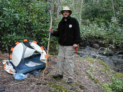 We came across the camp of Chris Kendall from Oklahoma. Chris is 108 miles into his thru-hike to Maine!
