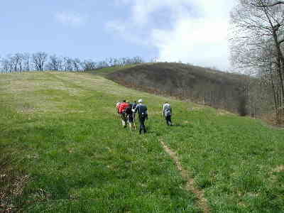The quarter-mile trek up the grassy slope of Siler Bald.
