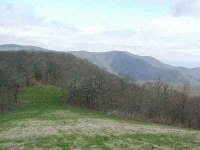 The view from Siler across to Wayah Bald.