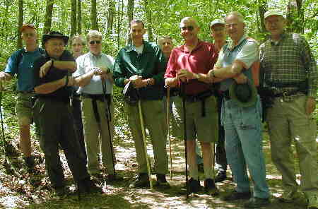 Our group on the Coosa Backcountry trail. (l-r) Jack Slaton, Doug Russell, Dan Ross, Steve Jordan, Bob Thompson, John Bellamy, Jack Jacobi, Bill Taylor, Bob Presley, and Tony Presley.