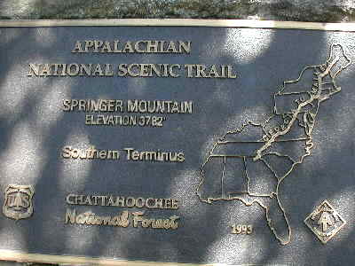 The marker at the start of the Appalachian Trail!