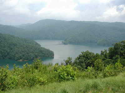 If you drive a half-mile south of the trail parking lot, you get some nice views of Jocassee Lake.
