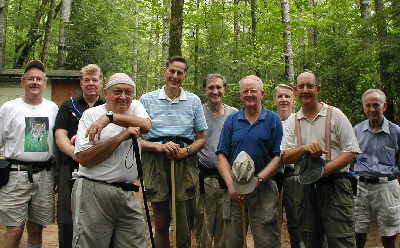 Our group near the Bad Creek Parking lot. (l-r) Tony Presley, Steve Jordan, Doug Russell, Bob Thompson, Dan Ross, Bob Presley, John Bellamy, Wayne Miller and David Whitaker.