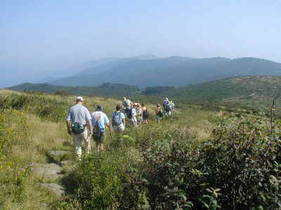 Here we are working our way down Tennent Mtn. on to our lunchtime destination (Shining Rock Mountain).