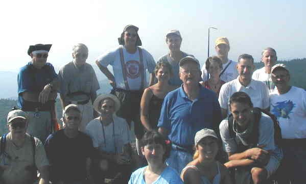 Our group photo on top of Black Balsam Knob. Front (l-r)Kim Mann, Melissa Rickert, Kyle Rickert. Middle (l-r)Steve Jordan, Jack Slaton, John DiDiego, Erin Buchinger, Bob Presley, Tara Novakowski, Bob Thompson, and Tony Presley. back row (l-r)Doug Russell, David Whitaker, Wayne Miller, Dan Ross, Berkley Boone, and John Bellamy.