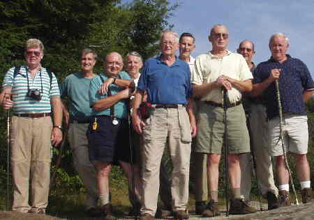 Our group photo at Whiteside Mountain. (l-r) Steve Jordan, Dan Ross, Doug Russell, John Bellamy, Bob Presley, Bob Thompson, Jack Jacobi, Wayne Miller, and Gerald Shedd.