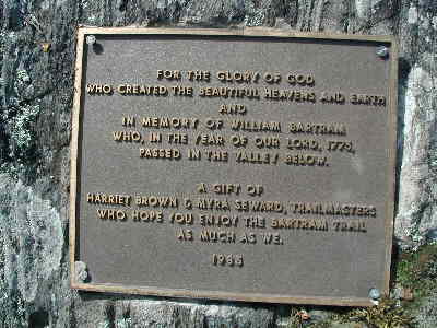 The plaque on top of Fish Hawk - honoring William Bartram.