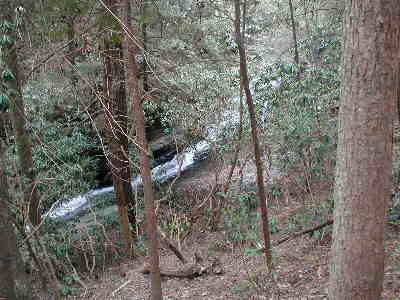 Fairly early in the hike, Panther Creek takes a noisy, rapid tumble down a long rock crevice.