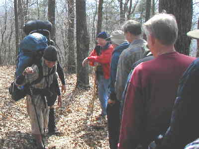 We encountered 40 thru-hikers! Here, we talk to a couple of guys from Florida.