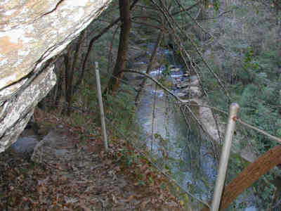 Some of the steeper cliffs along the trail have hand rails.(cables)