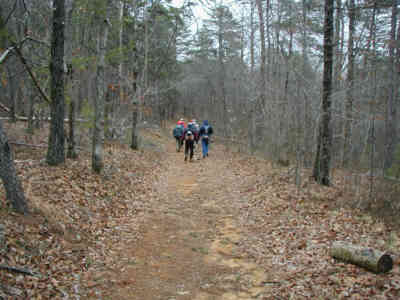 Most of the trail follows old road-beds