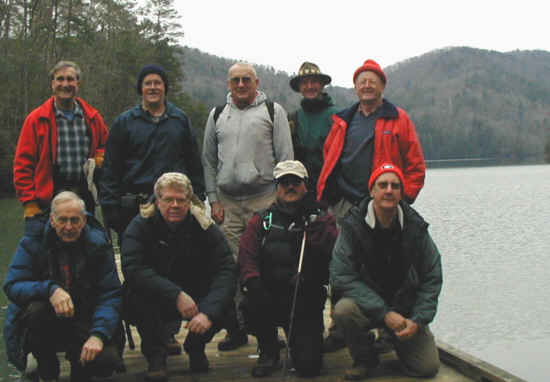 The OFHC gang for today's hike. (l-r front) David Whitaker, Steve Jordan, Rick Porter-Whitmire, and Wayne Miller. (back l-r) Dan Ross, Tony Presley, Jack Jacobi, Terry Doyle, and Bob Presley.