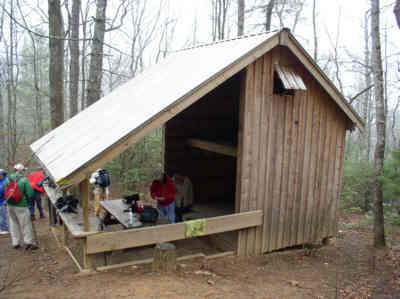 We had lunch at the Gooch Mountain Shelter (5 mile mark of today's hike)
