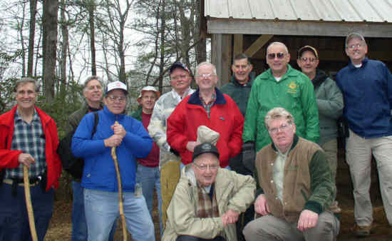 The OFHC gang for today's hike. (l-r kneeling) Doug Russell, and Steve Jordan, (standing l-r) Dan Ross, Hayward Marshall, Dave Haslett, John Bellamy, John Mooneyham, Bob Presley, Bob Thompson, Jack Jacobi, Wayne Miller, and Tony Presley .