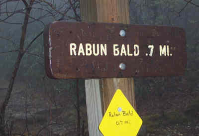 This the the marker at the base of Rabun Bald. We decided to turn around here since there was very poor visiblilty.