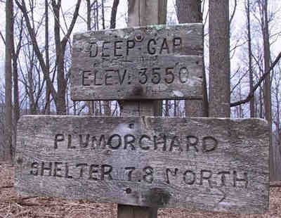 The sign at Deep Gap.