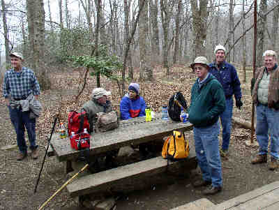 Lunch time at the Deep Gap shelter.