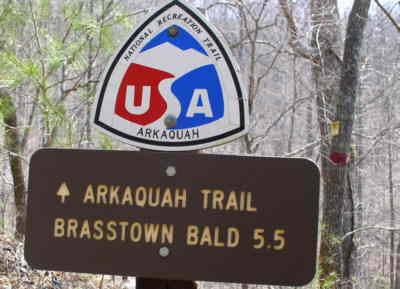 The trail marker across the road from the Archaeological site.