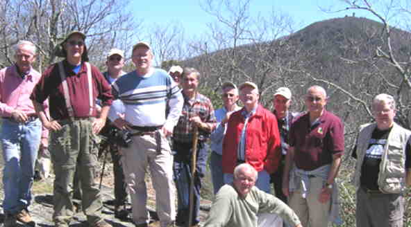 The OFHC gang for today's hike. (l-r)David Whitaker, Wayne Miller, John Mooneyham, Tony Presley, John Bellamy, Dan Ross, Jack Slaton, Bob Presley, Gerald Shedd (sitting), Bob Thompson, Jack Jacobi, and Steve Jordan.