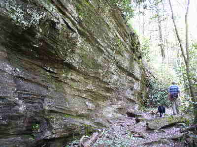 The trail passes by this awesome rock face (wall).