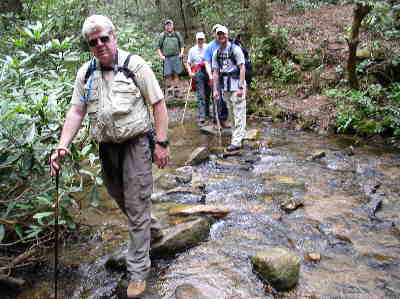 You have to rock-hop across this small stream on the way to Ellicott Rock.