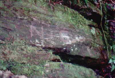 About 15 feet north of the first rock is Ellicott Rock simply engraved N.C.