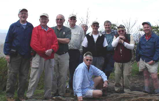 The OFHC gang for today's hike. (l-r) Tony Presley, Bob Presley, Jack Jacobi, John Mooneyham, John Bellamy, Jack Slaton (seated), Wayne Miller, Dan Ross, Doug Russell, and Dave Standard.