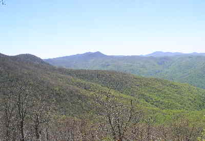 Looking across from Wolf Rock to Scaly Mountain and Rabun Bald (distant).