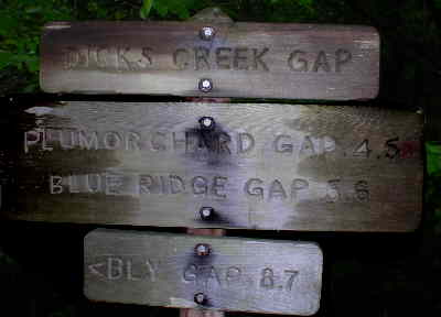 The start point for today's hike. "Dick's Creek Gap"