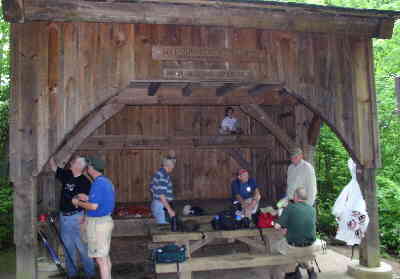 We settle into the Plumorchard Gap shelter for lunch.