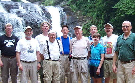 The OFHC gang for today's hike. (l-r) Steve Jordan, Bob Magee, Hayward Marshall, Doug Russell, Wayne Miller, Bob Presley, John Bellamy, Donna Presley, Tony Presley, and Jack Jacobi.