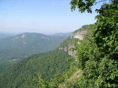Our first view of the magnificent granite cliffs of Whiteside.
