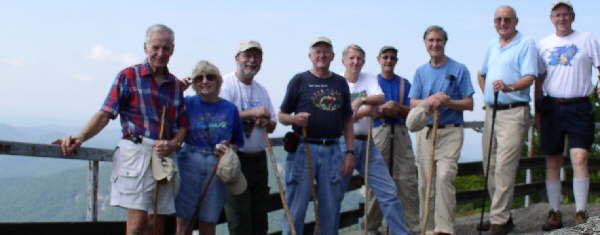 The OFHC gang for today's hike. (l-r) David Whitaker, Geri Thompson, Bob Magee, Bob Presley, John Bellamy, Wayne Miller, Dan Ross, Jack Jacobi, and Tony Presley .