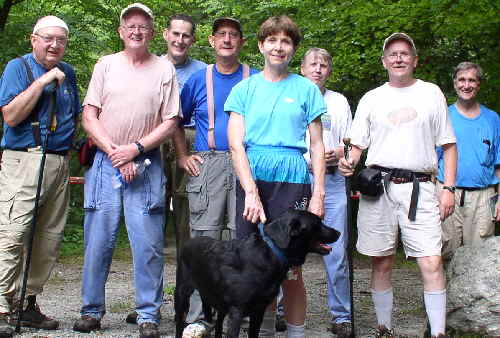 The O.F.H.C. gang for today's hike. (l-r) Doug Russell, Bob Presley, Bob Thompson, Wayne Miller, Donna and Jet Presley, John Bellamy, Tony Presley, and Dan Ross.