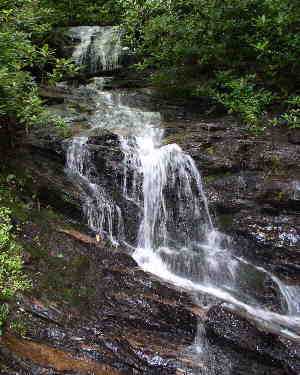 Less than a mile into the hike, we pass by Becky Branch Falls.