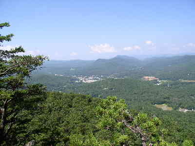 Looking down to Clayton, GA from Pinnacle .