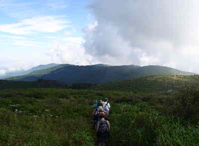 Continuing toward Tennent Mtn. we notice clouds starting to build. Trail leader Bob says it will not rain enough to get you wet. (ha,ha)