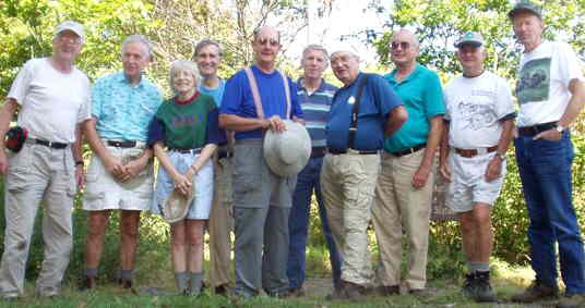 The OFHC gang for today's hike. (l-r) Bob Presley, David Whitaker, Geri Whitaker, Dan Ross, Wayne Miller, John Bellamy, Doug Russell, Jack Jacobi, John Hires, and Phil Brownrigg.