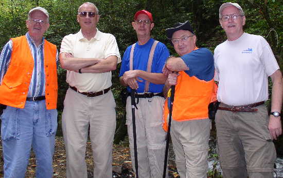 The OFHC gang for today's hike. (l-r) Bob Presley. Jack Jacobi, Wayne Miller, Doug Russell, and Tony Presley.