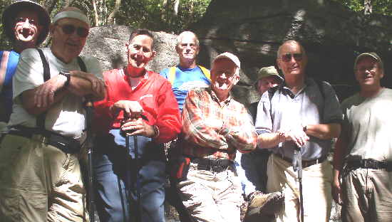 The OFHC gang for today's hike. (l-r) Wayne Miller, Doug Russell, Bob Thompson, Jack Slaton, Bob Presley, John Hires, Jack Jacobi, and Tony Presley.