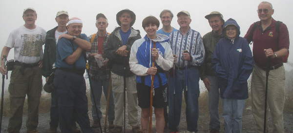 The OFHC gang for today's hike. (l-r) Tony Presley, Phil Brownrigg, Doug Russell, Jack Slaton, Wayne Miller, Donna Presley, Dan Ross, Bob Presley, David and Geri Whitaker, Jack Jacobi.