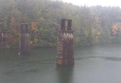 This is a view of the old railroad piers in the center of Tallulah Falls Lake.