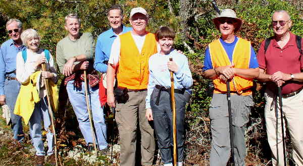 The OFHC Gang for today's hike (l-r) David Whitaker, Geri Whitaker, John Bellamy, Bob Thompson, Tony Presley, Donna Presley, Wayne Miller and Jack Jacobi. (David Carswell - Not pictured)