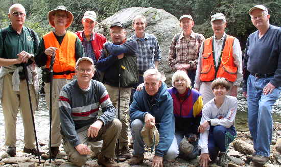 The OFHC gang for today's hike. (l-r)front - Tony Presley, David Whitaker, Geri Whitaker, and Donna Presley (l-r back) Jack Jacobi, Wayne Miller, Bob Thompson, Doug Russell, Dan Ross, Phil Brownrigg, Dick Metzgar and Bob Presley.