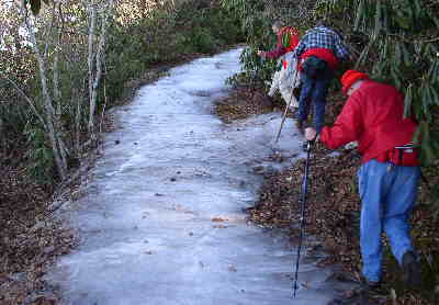 Several places along the trail were covered with ice!
