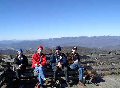 You will not find a better place for lunch! (on the observation tower at Rabun Bald) elevation 4696 ft plus the hight of the tower 20 ft or so).