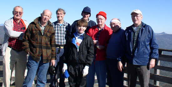 The OFHC gang for today's hike! (l-r) Jack Jacobi, Phil Brownrigg, Dan Ross, Donna Presley, Bob Thompson, Bob Presley,Doug Russell, and Tony Presley.