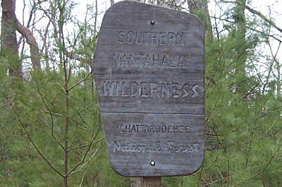 Nantahala Wilderness sign.
